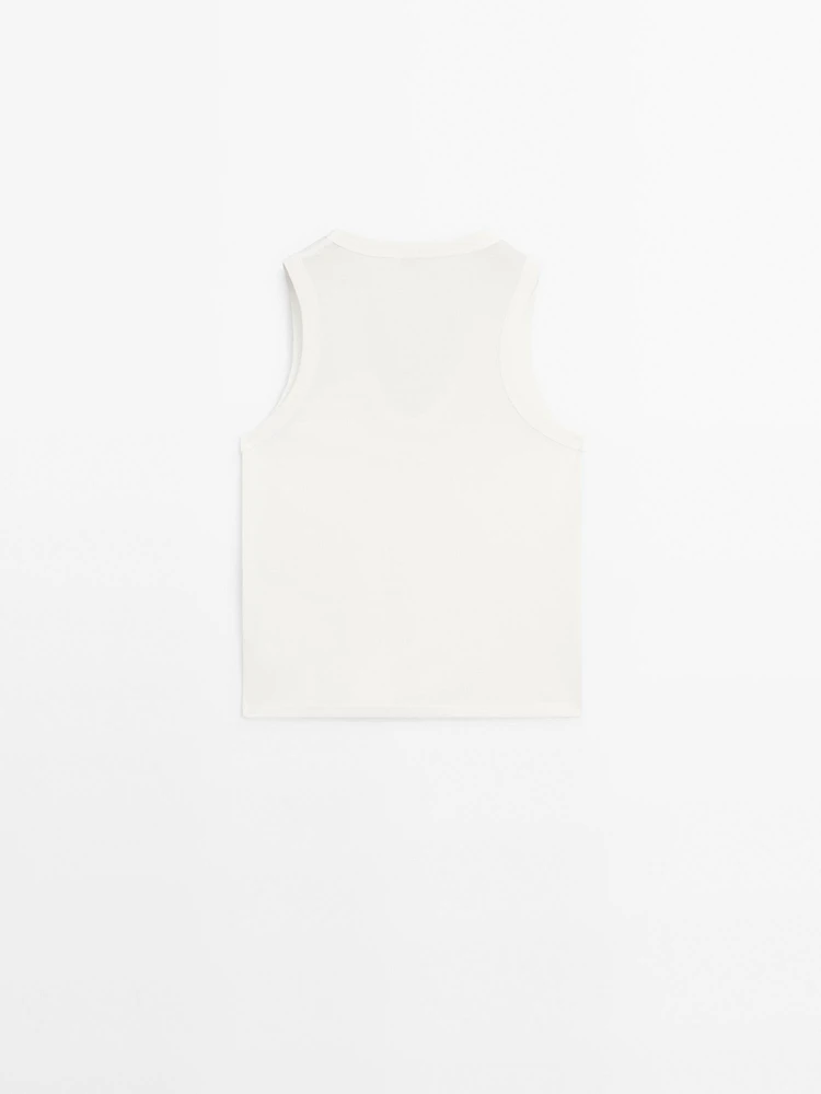T-shirt sans manches en coton mercerisé