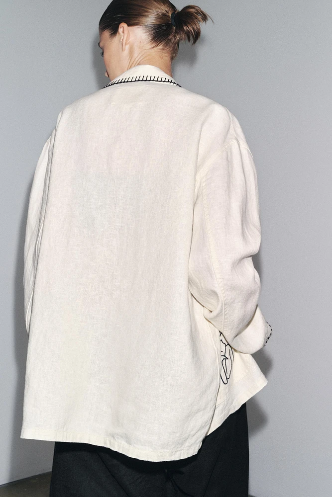 EMBROIDERED LINEN OVERSHIRT ZW COLLECTION