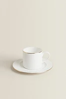 RIMMED BONE CHINA TEACUP AND SAUCER