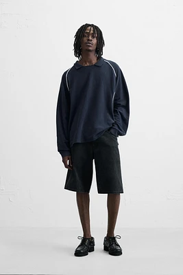 CONTRAST PIQUÉ POLO SWEATSHIRT
