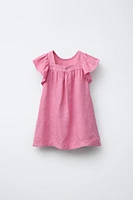 100% LINEN EMBROIDERED PATCH DRESS