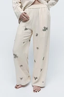 JEWELED LINEN PANTS