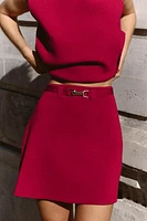 BELTED KNIT MINI SKIRT