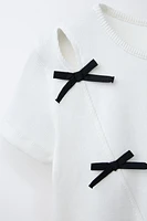 T-SHIRT CÔTELÉ À NŒUDS
