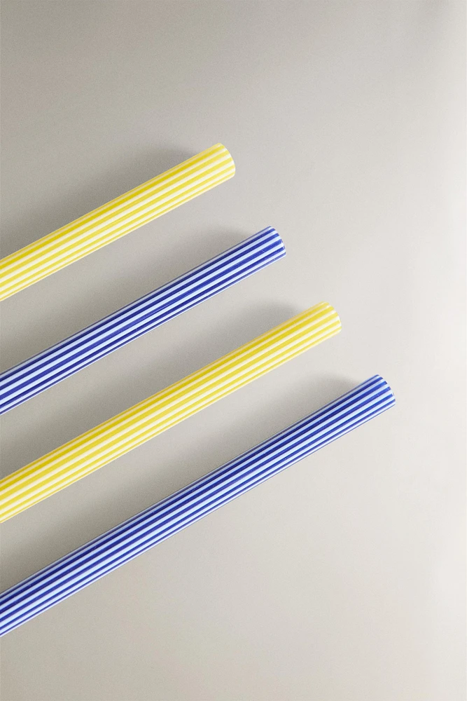 SET OF STRIPED BOROSILICATE GLASS STRAWS (SET OF 4)