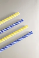 SET OF STRIPED BOROSILICATE GLASS STRAWS (SET OF 4)