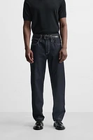 STRAIGHT FIT TOPSTITCHED JEANS