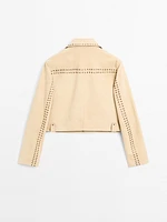 Short leather jacket with stud details