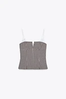 COMBINED GINGHAM STRETCH TOP