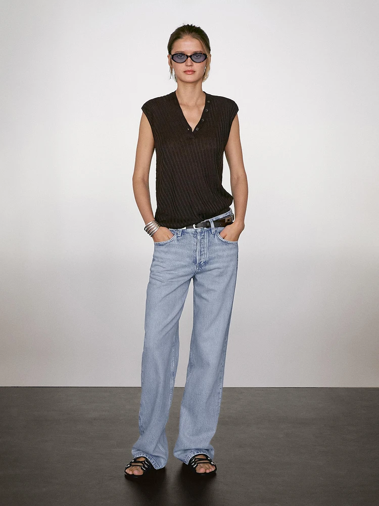 Top en maille fine 100 % lin