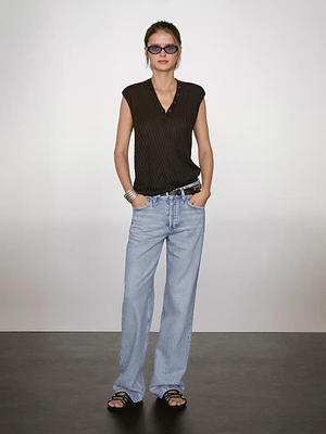 Top en maille fine 100 % lin