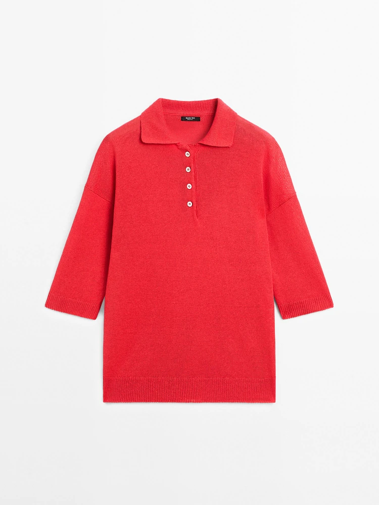 Pull en maille oversize à col polo