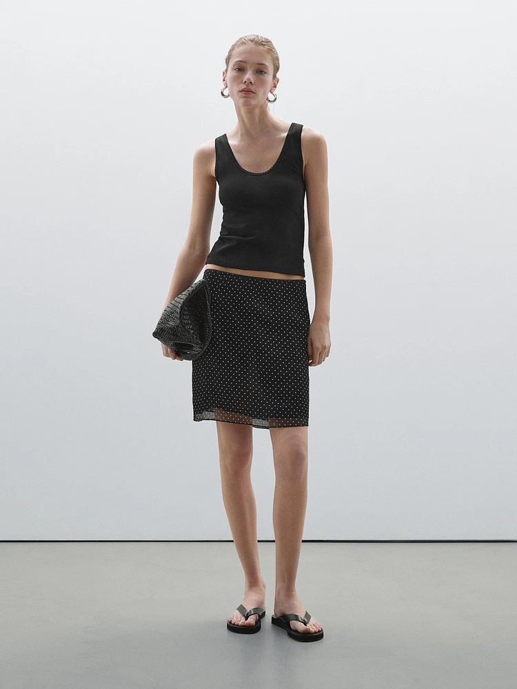 Short polka dot print skirt