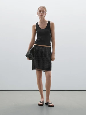 Short polka dot print skirt