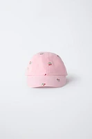 WASHED EFFECT EMBROIDERED CHERRY CAP
