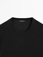 Short sleeve knit wool blend T-shirt