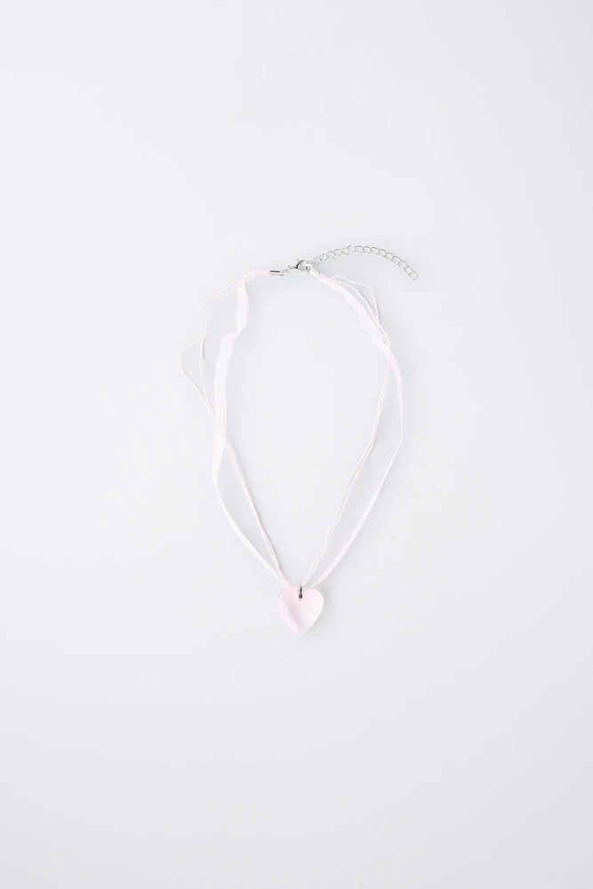 HEART ORGANZA CORD NECKLACE