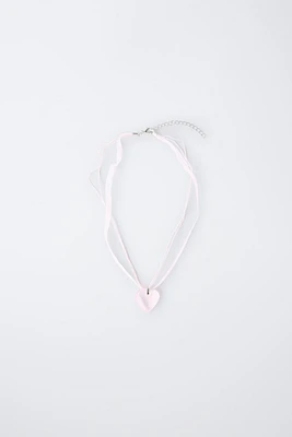 HEART ORGANZA CORD NECKLACE