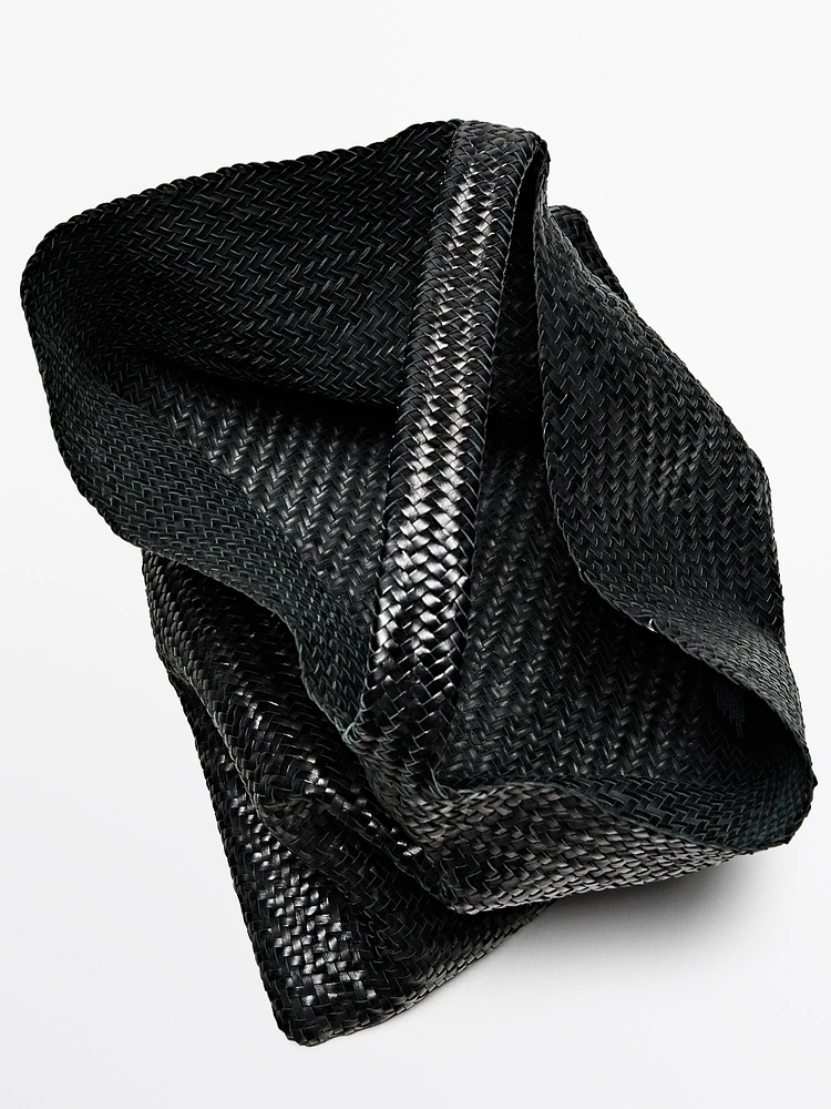 Nappa leather woven maxi tote bag