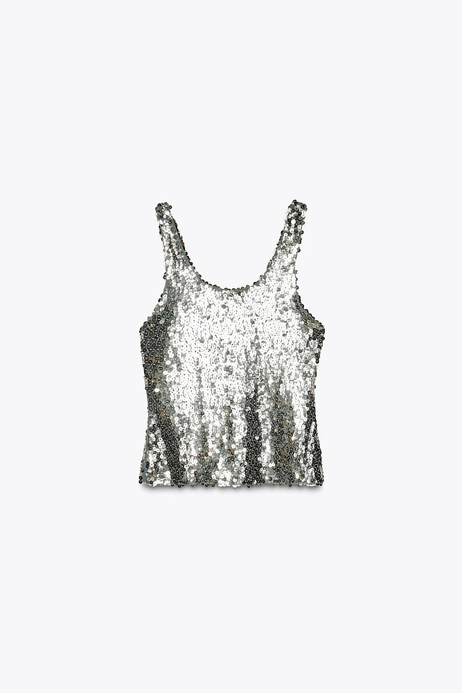 SEQUIN STRAP TOP