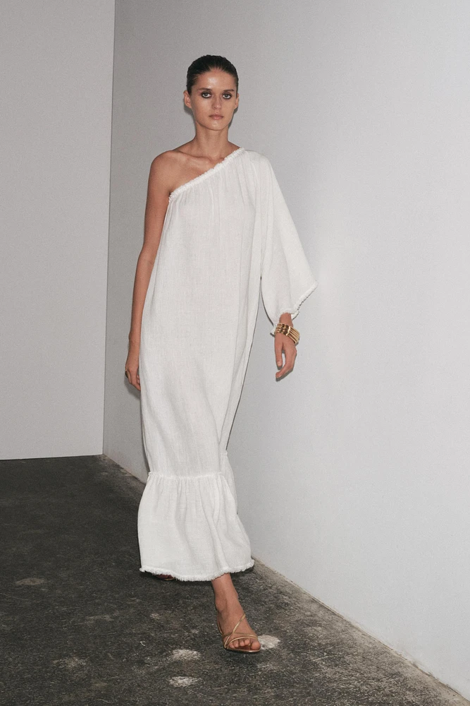 ZW COLLECTION 100% LINEN ASYMMETRIC DRESS