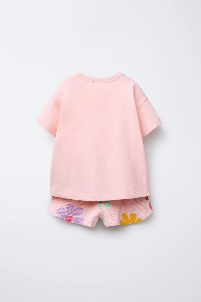 ENSEMBLE T-SHIRT UNI ET BERMUDA WAFFLE