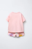 SOLID T-SHIRT AND WAFFLE BERMUDA SHORTS SET