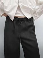 Pantalon de tailleur effiloché en lin