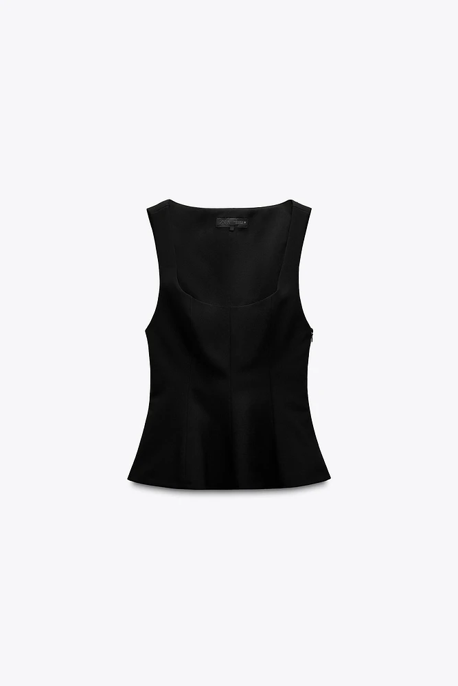 STRETCHY PEPLUM TOP