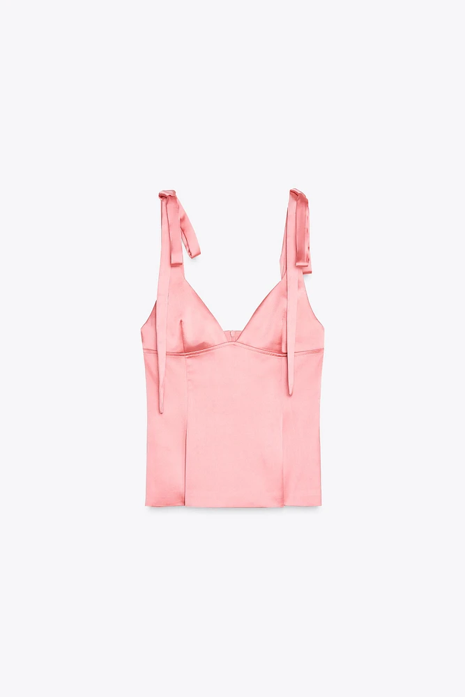 SATIN EFFECT BOW TOP