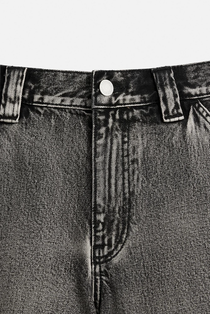 BERMUDA DENIM DÉLAVÉ COUPE BAGGY