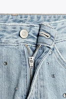 TRF CURVED HIGH WAIST RHINESTONE JEANS
