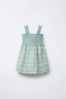 ROBE À CARREAUX VICHY ET FLEURS
