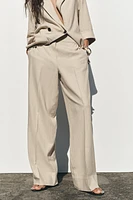 LINEN BLEND WIDE LEG PANTS