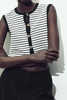 BUTTONED JACQUARD VEST TOP