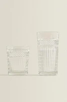 RAISED DESIGN GLASS TUMBLER