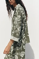 CHEMISE BRODÉE MANCHES GUIPURE