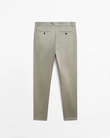 Slim fit comfort cotton blend trousers