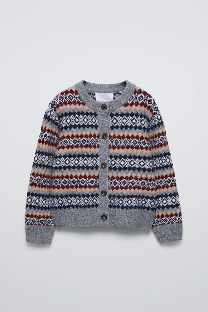 KNIT JACQUARD CARDIGAN