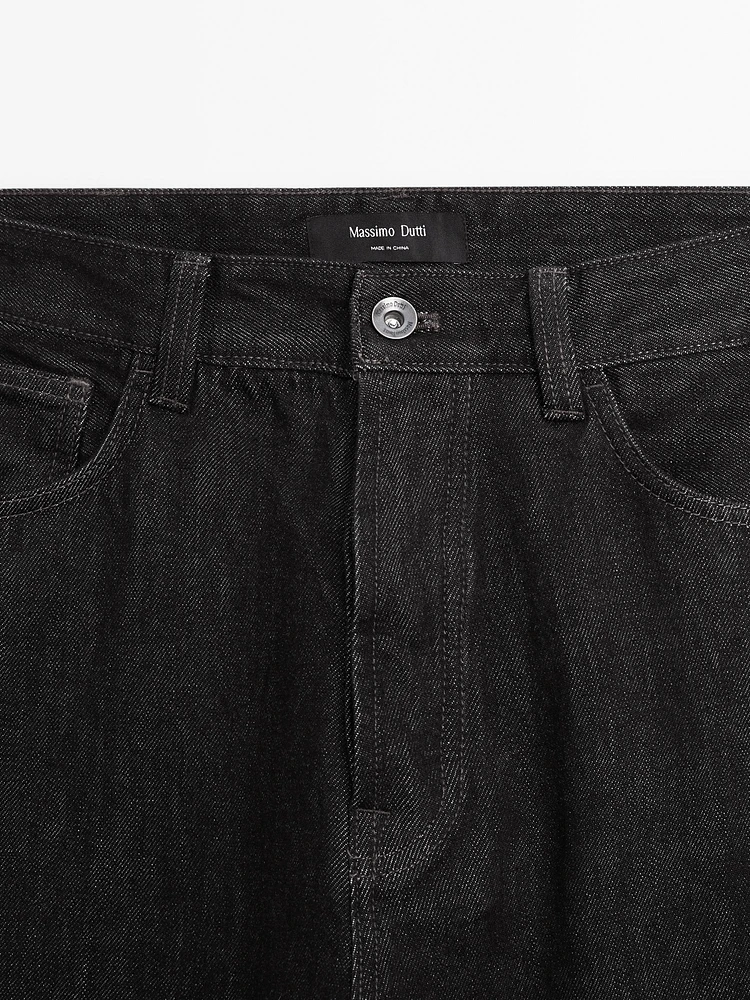Tapered fit cotton selvedge jeans