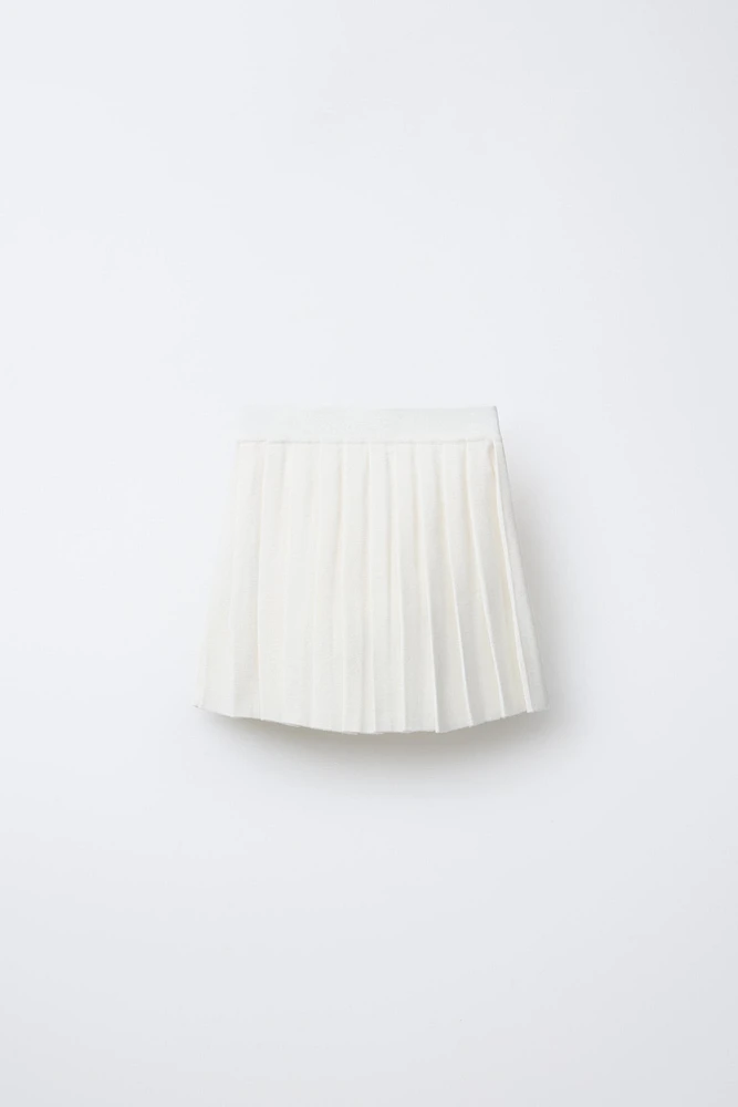 BOX PLEAT KNIT SKIRT