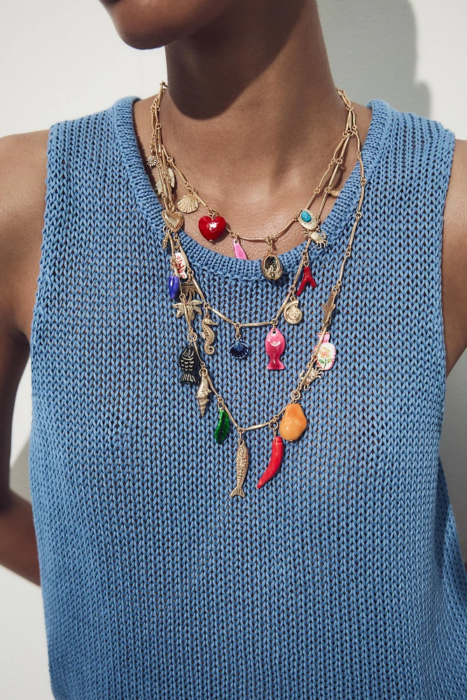 3 PACK OF METAL CHARM NECKLACES