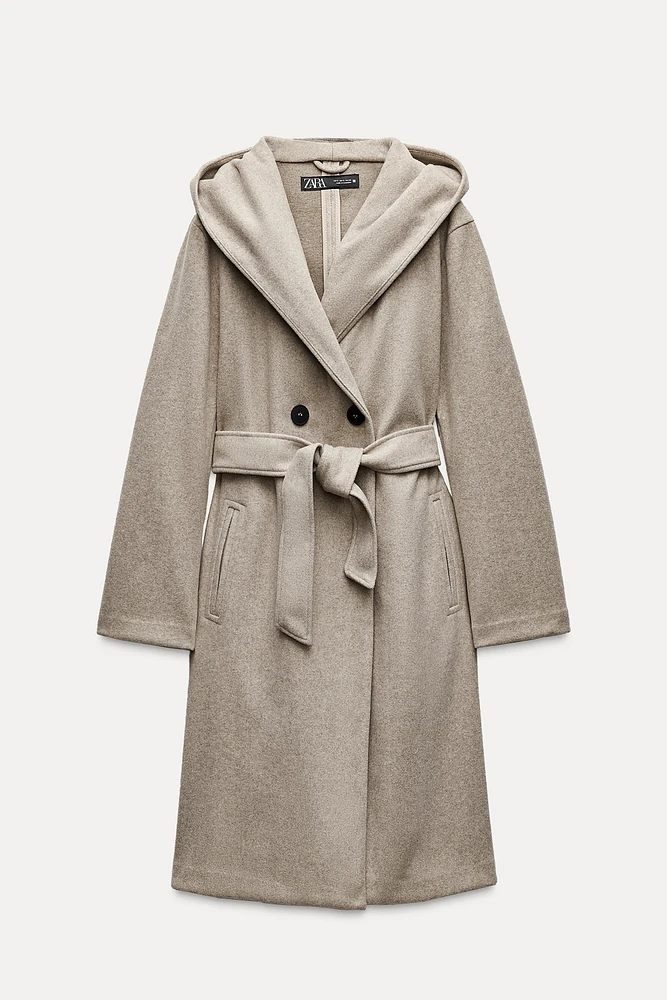 BELTED SOFT HOODED COAT