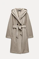 BELTED SOFT HOODED COAT