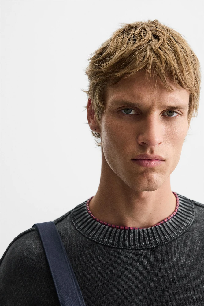 WASHED REVERSE EFFECT SWEATER