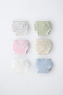 6-14 YEARS/ SIX-PACK OF STRUCTURED FLORAL UNDERWEAR