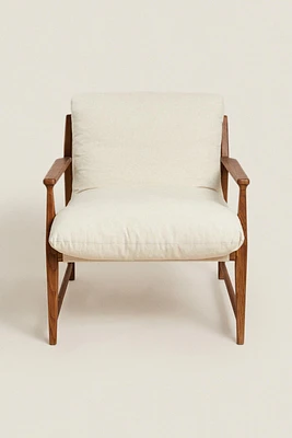 WOODEN ARMCHAIR WITH REMOVABLE CUSHION