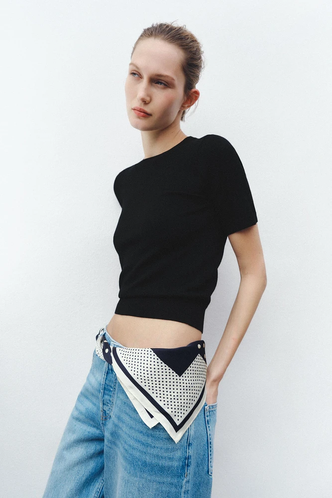 PLAIN KNIT BASIC SHORT SLEEVE TOP
