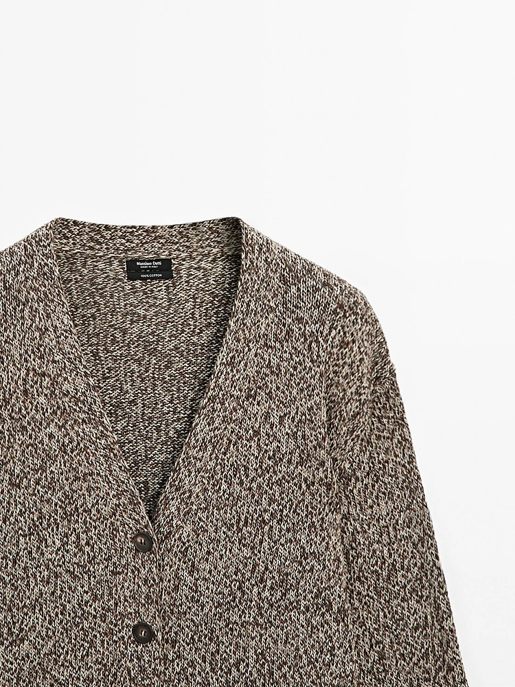 Mouliné V-neck long cardigan