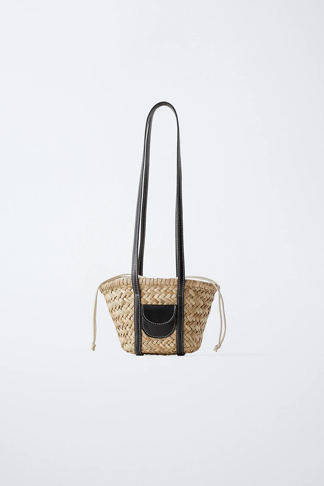 MINI RAFFIA EFFECT BASKET BAG